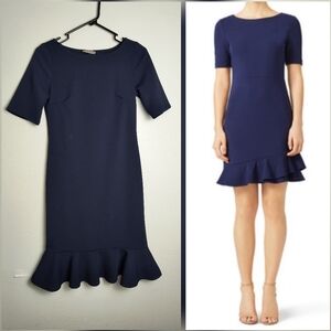 Vintage Y2K Blue Ruffled Sheath Mini Dress with Short Sleeves Size M